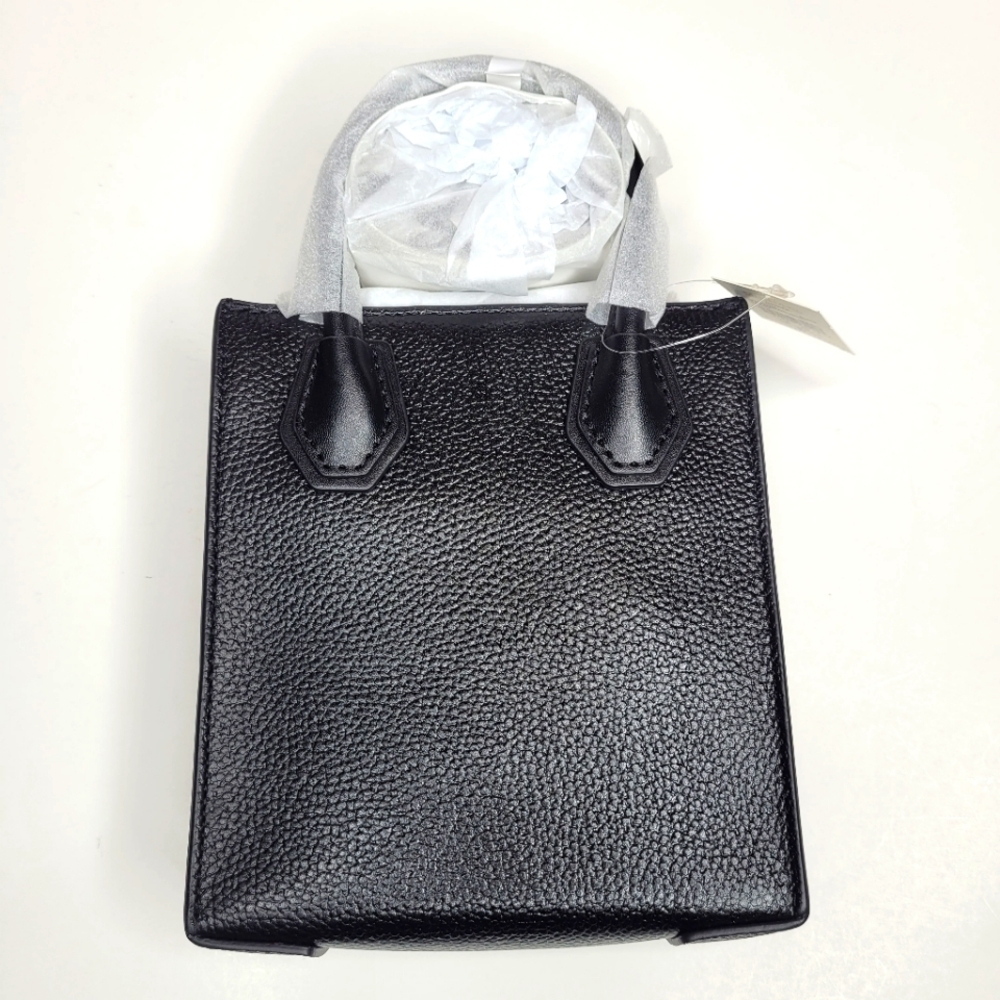 Michael Kors Mercer Extra-Small Pebbled Leather Crossbody Bag Black - Picture 5 of 9